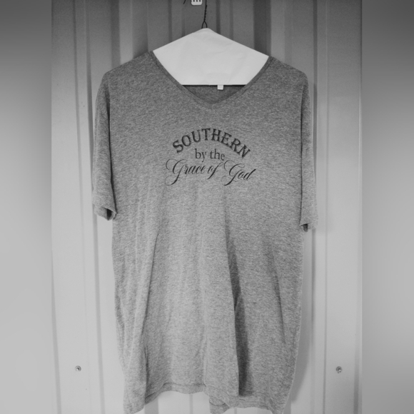 Women's Southern by the Grace of God Gray V Neck T Shirt Size Large The South - Picture 1 of 2